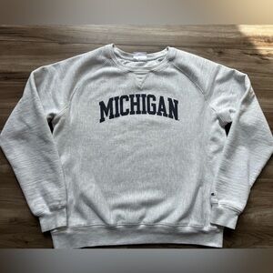 Champion grey Reverse Weave crewneck sweatshirt Michigan Unisex Size L